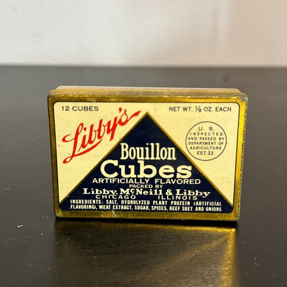 Vtg Libby's Bouillon Cubes Small Metal Tin Advertising Colorful Display - Picture 1 of 7